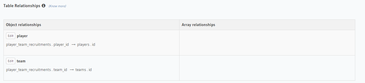 Adding array relationships in tables 3